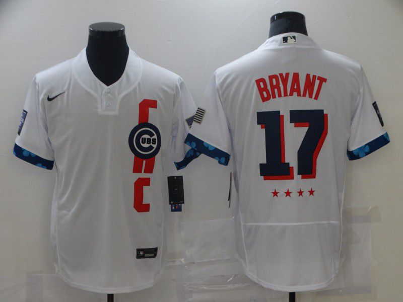 Men Chicago Cubs 17 Bryant White 2021 All Star Elite Nike MLB Jersey